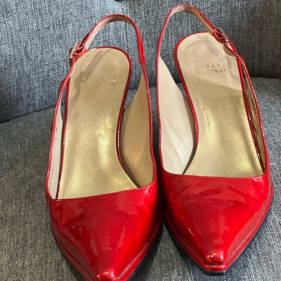 Stuart Weitzman Glossy Red Slingback Heels - Picture 9 of 16